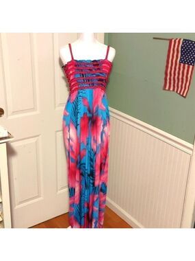 Joyce Leslie Hawaiian Floral Maxi Dress Large
